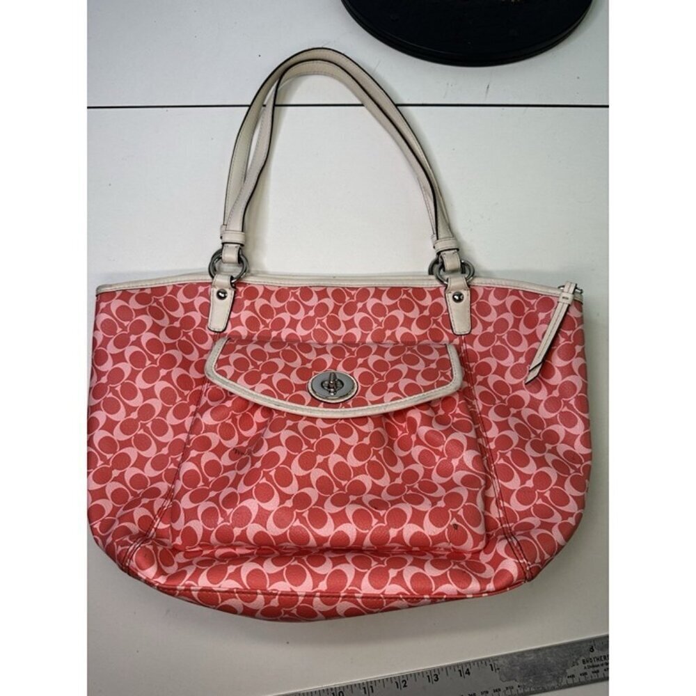 Coach Leather Two Tone Handbag/Purse Turn Lock Pink No Tag - Picture 4 of 10